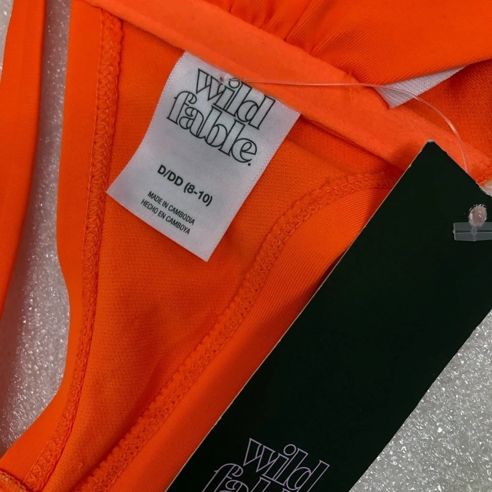 NWT Wild Fable Bikini Neon Orange Two Piece Size XL Bottom D/DD Top